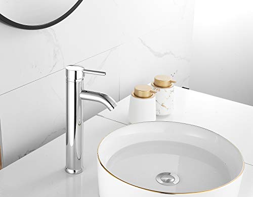 Yccuza Bathroom Vessel Sink Faucet Chrome Sink Bowl Faucet Tall Brass Single Handle One Hole Aerator Spout Lavatory Vanity Basin Mixter Tap Deck Mount Commercial #TOP3