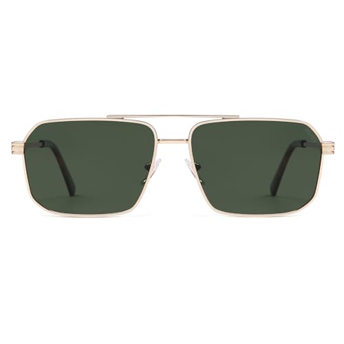 Image of SOJOS Retro Polarized Square Sunglasses for Women Men Vintage Large Double Bridge UV Protection Metal Sun Glasses SJ1246