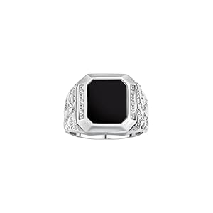 Rylos Men’s Rings With Diamonds and Black Onyx, Tiger Eye, Blue, Green, or Red Quartz Set in Designer Nugget Style – Unique Sterling Silver Rings for Men, Sizes 8-13