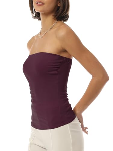 Image of MixMatchy Women's Stretchy Strapless Tube Top Y2K Bandeau Top