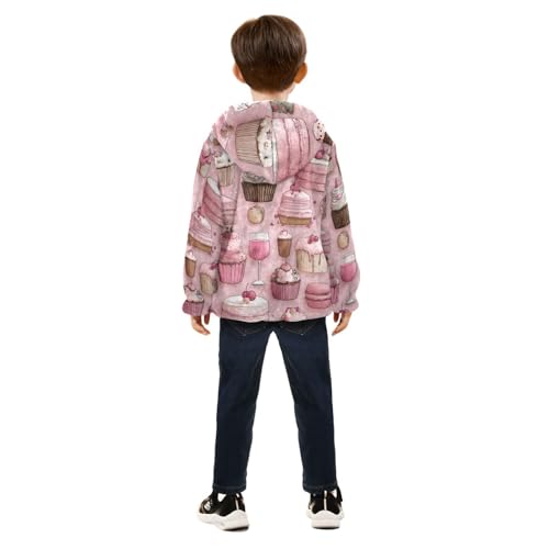 Delicious Cupcakes and Cakes Toddler Fleece Jacket Girl Boys Hooded Fleece Jacket Coat Warm Outwear Zip-up 3-10T4