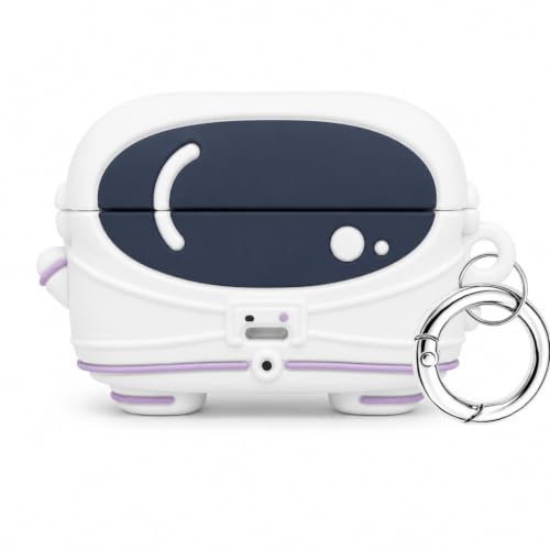 Image of Aniex Silicone Case Cover for realme Buds T500 Pro, Shockproof, Anti-Slip, Dustproof, Scratch Resistant, with Carabiner Hook, Full Body Protection (Circle Astronaut)