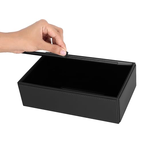 Image of V-CUBE DESIGNS Premium Vegan Leather Tissue Box Holder | Paper Napkin Holder | Sturdy Tissue Case /Cover /Dispenser /Organizer for Home /Bathroom /Office /Table /Desk /Car | Black
