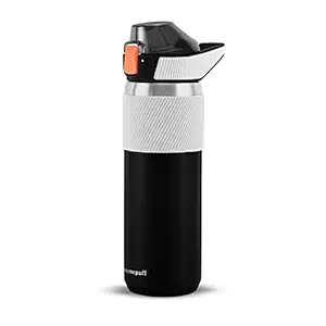 Home Puff 580ml Insulated Water Bottle, Stainless Steel, Leak Proof, Easy Carry, 8+ hrs Hot/20+ hrs Cold Thermo Flask, Sports Bottle for Gym, Outdoor Travel Bottle, 580ml, Black, 1 Year Warrant