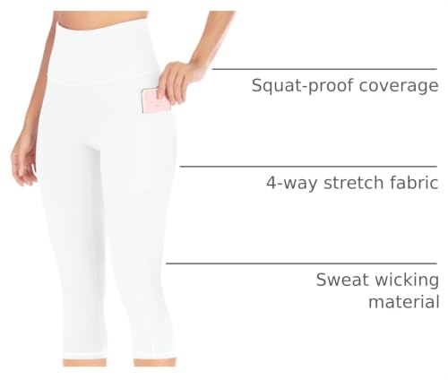 Image of Ewedoos Capri Leggings for Women High Waisted Yoga Pants with Pockets for Women Tummy Control Workout Leggings Yoga Capris