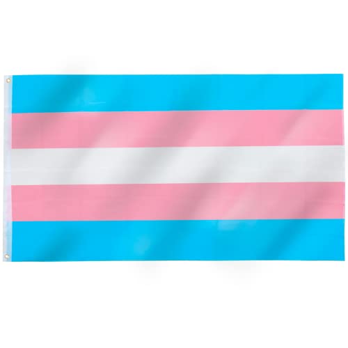 Transgender-Pride-Flagge, LBGTQ Flag, Große Flaggen für drinnen und draußen, Vielfalt feiern, Schwulenstolz, Lesbisch, Bi, Trans, Feste, Partys, 150cm x 90cm - Von TRIXES