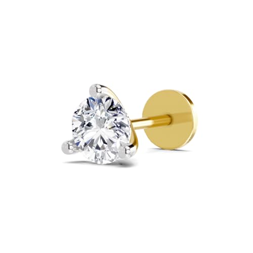 Image of Sparkles Lab Grown Diamond 0.03 Carat - 0.50 Carat Round Shape Solitaire Diamond Nose Pin for Women | 14K Gold IGI Certified FG VS Quality