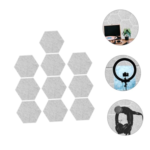Abaodam 10 piezas paneles acústicos hexagonales material insonorizante para decoración de pared, paneles absorbentes de sonido de alta densidad para hogar, oficina, estudios y teatros, fácil instalación, gris miniatura 5