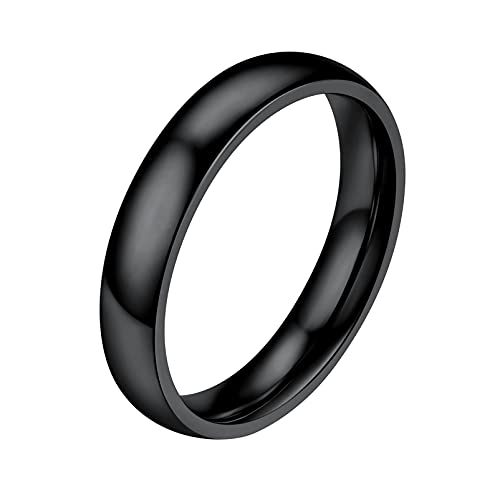 PROSTEEL Bague Anneau 4mm pour Femme Homme Acier Noir Taille 59 Surface Polie