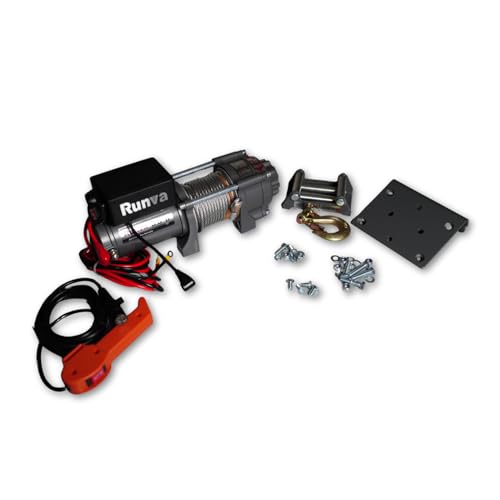 Runva Treuil électique 12V force de traction 1588kg, câble en acier 5,4mmx12,8m, telecommande filaire, pour quad, 4x4, remorque