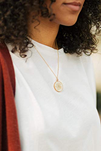 Olive Bella™ Handmade Pressed White Flower Necklace For Women Queen Anne's Lace 14K Gold Filled Chain 18 Inches #TOP5