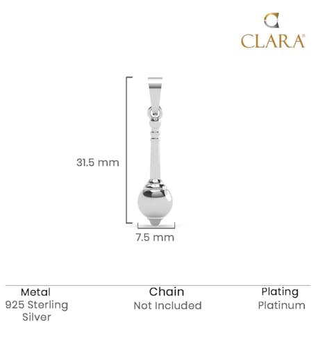 Image of Clara Pure 925 Sterling Silver Hanumanji Gada Men Pendant Necklace | With or Without Chain | Gift for Men & Boys |Religious, Platinum Plated
