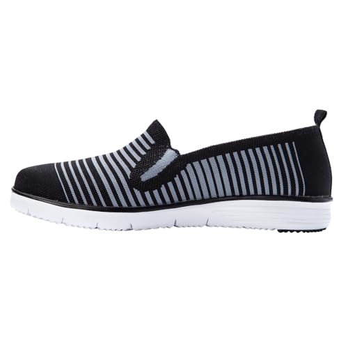 Image of Propet Womens Travel Fit Striped Slip On Sneakers Shoes Casual - Black, Grey