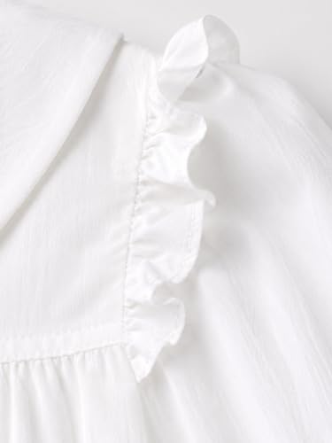 Image of Girls Button Down Blouse with Peter Pan Collar - Classic Short-Sleeve Kids Shirt Top
