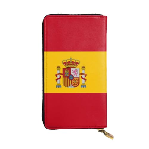 Qwvbn Cartera larga de piel con estampado de bandera de España para guardar cheques de efectivo y teléfonos móviles adecuada tanto para hombres como para mujeres.