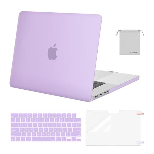 Image of MOSISO Compatible with MacBook Pro 16 inch Case 2025 2024 2023 2022 2021 M4 M3 M2 M1 A3403 A3186 A2991 A2780 A2485 Pro Max, Plastic Hard Shell&Keyboard Cover&Screen Film&Storage Bag, Light Purple