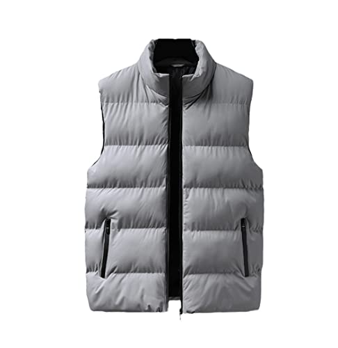 Gilet d'hiver chaud sans manches homme gris XXL à col montant épais