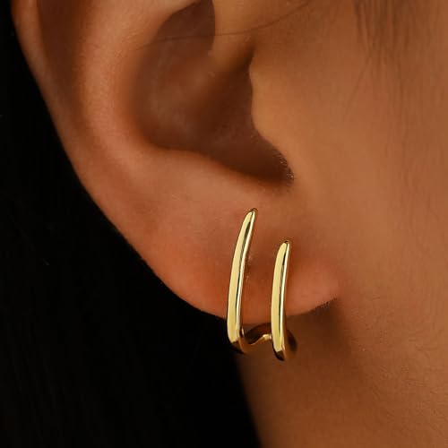 Unusual Gold Stud Earrings for Women Minimalist Curved Bar Studs Earrings Trendy Ear Jewelry2