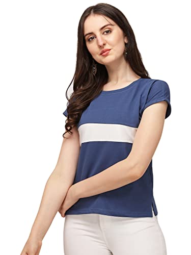 Image of GRECIILOOKS Women's Regular Fit Plain Top with Half Sleeves for Office Wear, Casual Wear, Under 399 Top for Women /Girls (Pink Large)