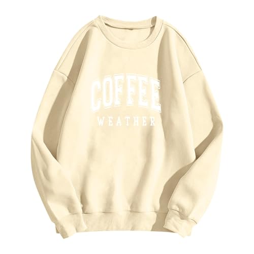 Sweatshirt femme lettres imprimées pull décontracté beige