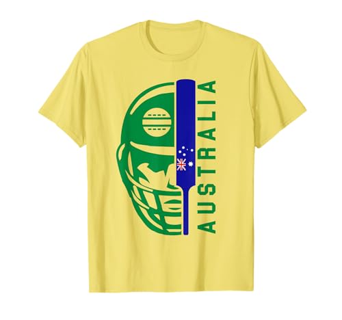 Cricket Australia Fan Helmet Ball and Bat Design T-Shirt