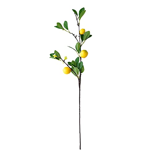 JOROBURO 3 Pack Artificial Lemon Branch, Yellow Vivid Fake Lemon Branches with Green Leaves, Artificial Floral Spring Lemon Decorations for Kitchen Home Table Centerpieces Decorations(#4)