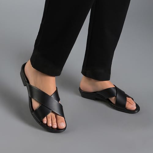 Image of Greentech's The Minimals Cross Strap Casual Sandals /Slippers for Men | Lightweight, Durable and Flexible Sandals | PU Double Strap I Cushioned Insole I Comfortable I