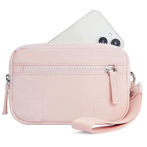 Puffer Wristlet Wallet Fits Phone, Wristlet Wallets for Women,Purse Nylon Quilted Phone Bag For Business Trip