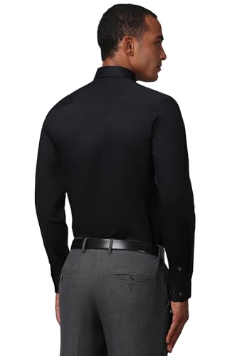 Image of Peter England Men Polycotton Slim Fit Full Sleeve Stretchable Solid Formal Shirt | Lycra Comfort