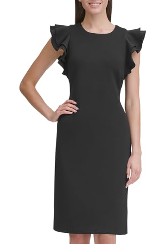 Tommy Hilfiger Damen Scuba Flatterärmeln Kleid, schwarz, 40
