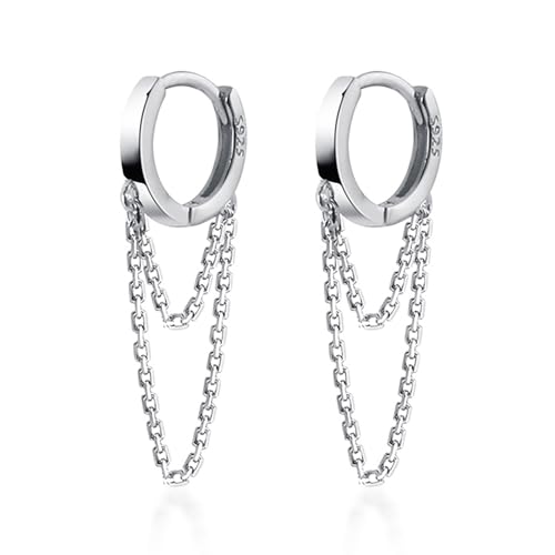 Reffeer 925 Sterling Silver Hoop Earrings Chain for Women Teen Dangle Earrings Huggie Drop Earrings