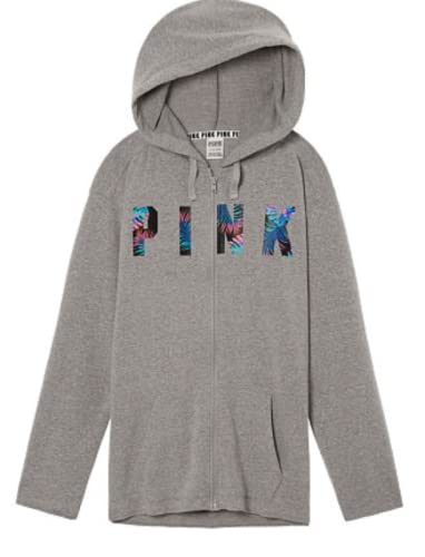 Victoria's Secret Pink Side Slit Full Zip Hoodie Color Gray Size X-Small New