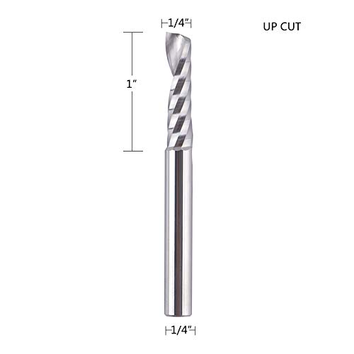 SpeTool Single Flute (O Flute) Spiral End Mill Aluminum Cutter Carbide Router 1 inch Cutting Length with 1/4Inch Shank for Aluminum Acrylic PVC MDF Plastic - Image 2