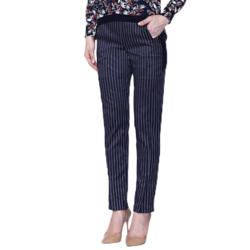 Pantalon cigarette à rayures finitions tailleur et tissu premium