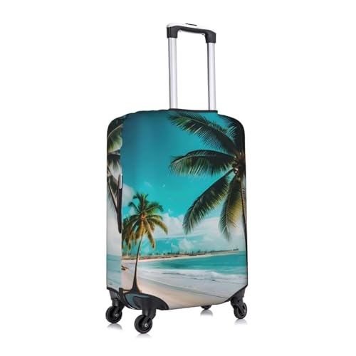 Beach Palm Trees Print Personalized Travel Luggage Cover With Zipper, Elastic Luggage Cover,For Daily Use3