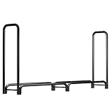 Delxo 8FT Firewood Log Rack Indoor Outdoor Heavy Duty Log Holders for Fire wood Wrought Iron Firewood Holders Lumber Storage Stacking Black Logs Bin Holder for Fireplace Tool Accessories