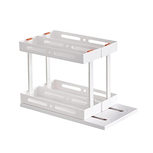 Organizzatore girevole per portaspezie - Scaffale portabottiglie per sale scorrevole con base antiscivolo, mobiletto girevole multifunzionale Caddy Armadio organizzatore ripiano girevole, bianco Yiyun