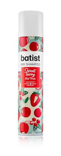 Batist Shampoo Secco Sweet Berry, Shampoo a secco con profumo di ciliegia e frutti rossi, Shampoo secco profumato per acconciature e messe in piega, per tutti i tipi di capelli, 200 ml, Made in Italy