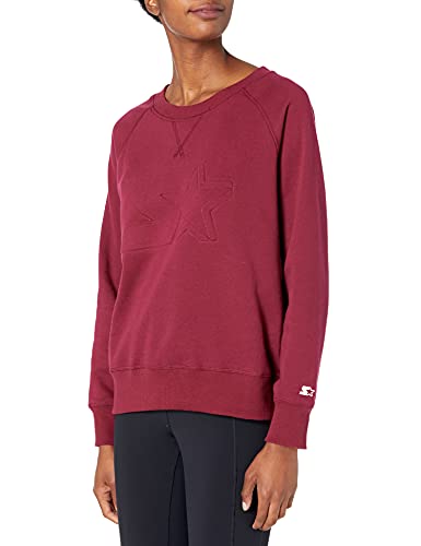 Starter Women s Lightweight Crewneck Sweatshirt with Embossed Logo, Team Maroon, M