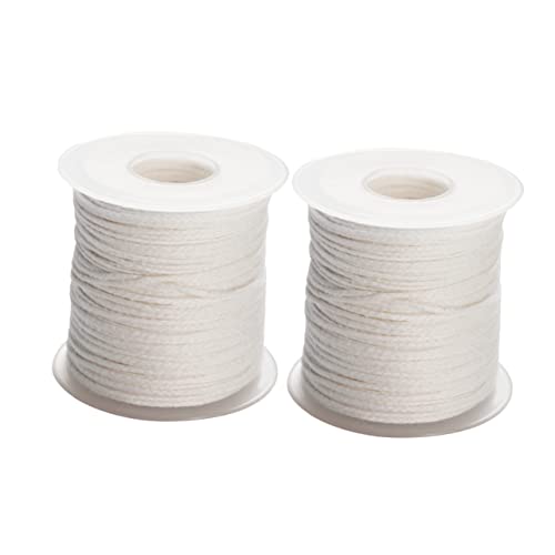 KOCKSHION 2Rolls Candle Wicks White Braided Wick Spool for Candle Making for DIY Projects Compatible with Wick Tabs Durable