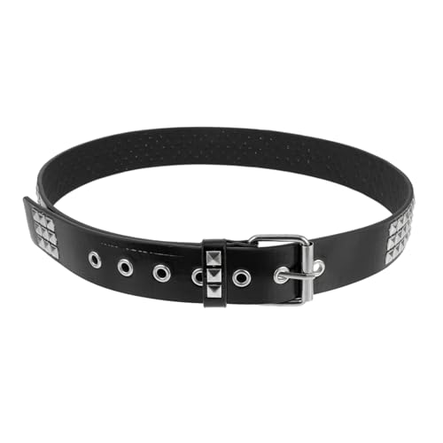 Punk Rivet Belt for Jeans PU Leather Decorative Waistband Adjustable Fashion Belt for Men and Women for Casual Outfits