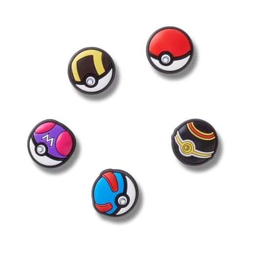Crocs Jibbitz Pokemon Shoe Charms, Poke Ball, 5-Pack