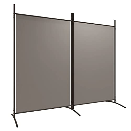 vidaXL Biombo Divisor de 2 Paneles Separador Decoración Habitación Dormitorio Oficina Pantalla Privacidad Pared Plegable de Tela Gris Antracita