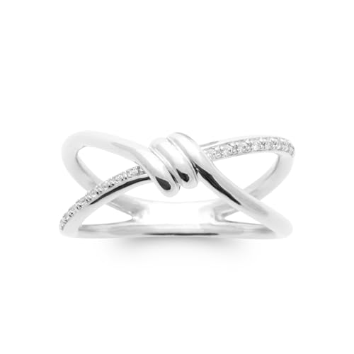 Bague Argent 925 anti-ternissement anneau croisé pavé zirconium durable