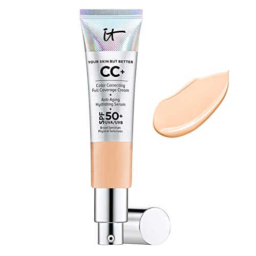 O YES CC+ Cream, Light (W) - Color Correcting Cream, Full-Coverage Foundation, Hydrating Serum & SPF 50+ Sunscreen - Natural Finish - 1.08 fl oz (Light)