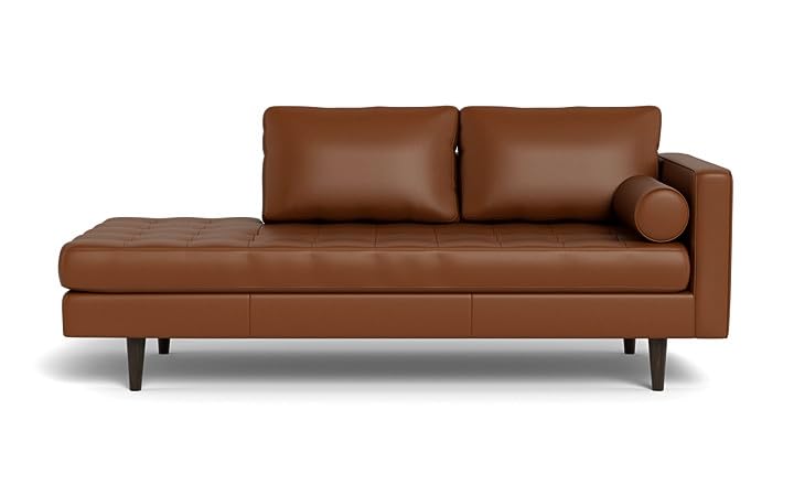 Ladybird Leather LAF Stand Alone Chaise Lounge 3 Seater diwan sofabench Couch sectional Lounger for Living Room Bedroom Office Guest (Brown)