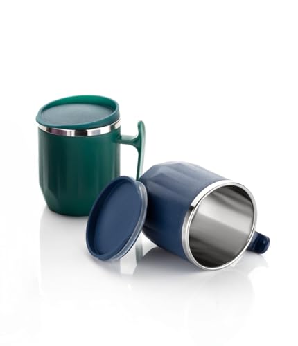 Image of RILION Coffee Mug with Lid Insulated Stainless Steel for Tea Milk Mug Inner Stylist Double Wall Cup for Home & Office Use, Mugs to Gift to Best Friend, Tea Mugs Pack of 1 Pcs