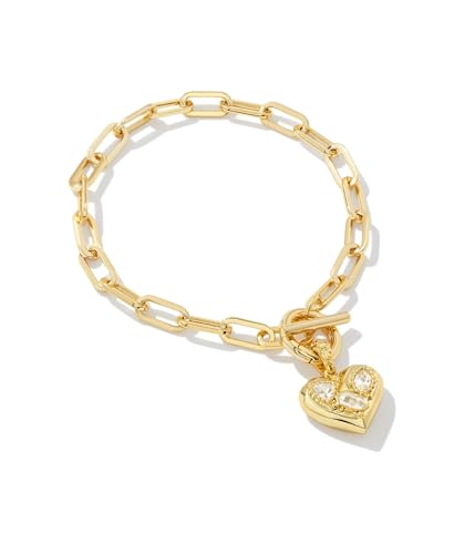 Kendra Scott Women's Penny Heart Chain Bracelet Gold White CZ One Size