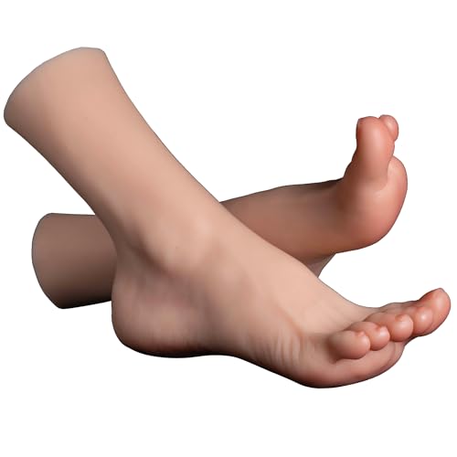 ZHY 1 Pair Soft Silicone Lifesize Female Mannequin Feet - Realistic Silicone Foot Mannequin Display Shoes, Sandal, Jewelry Display, Art, Sketch (with Skeleton, Platinum Vein Style)