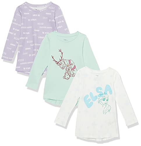 Image of Amazon Essentials Disney | Marvel | Star Wars | Frozen | Princess Girls and Toddlers' Long-Sleeve Tunic T-Shirts, Pack of 3